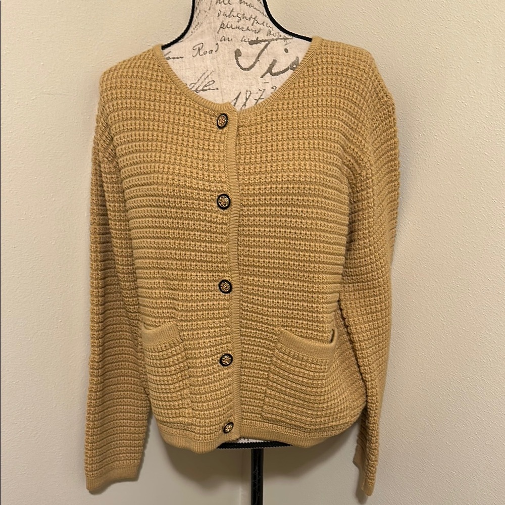 Prettygarden Womens Tan Button-Up Cardigan Sweater Large NWOT